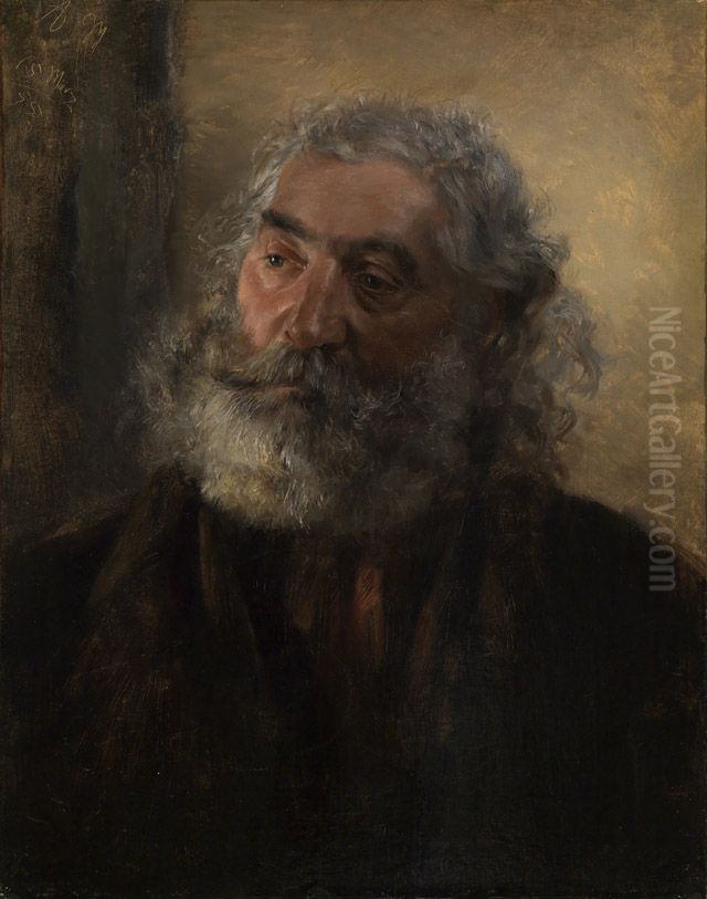 Study of a man's head Oil Painting by Adolph von Menzel