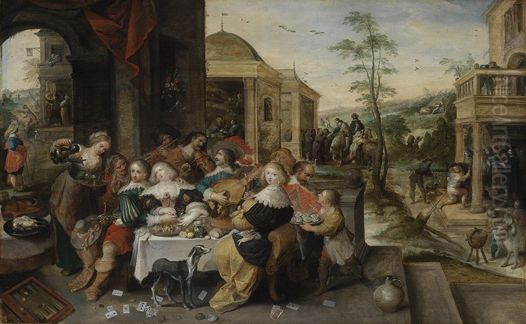 Das Gleichnis vom Verlorenen Sohn Oil Painting by Frans Francken I