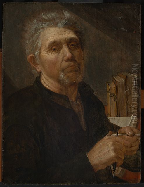 Der Evangelist Lukas, seine Feder schneidend Oil Painting by Jacob Gerritsz. Cuyp