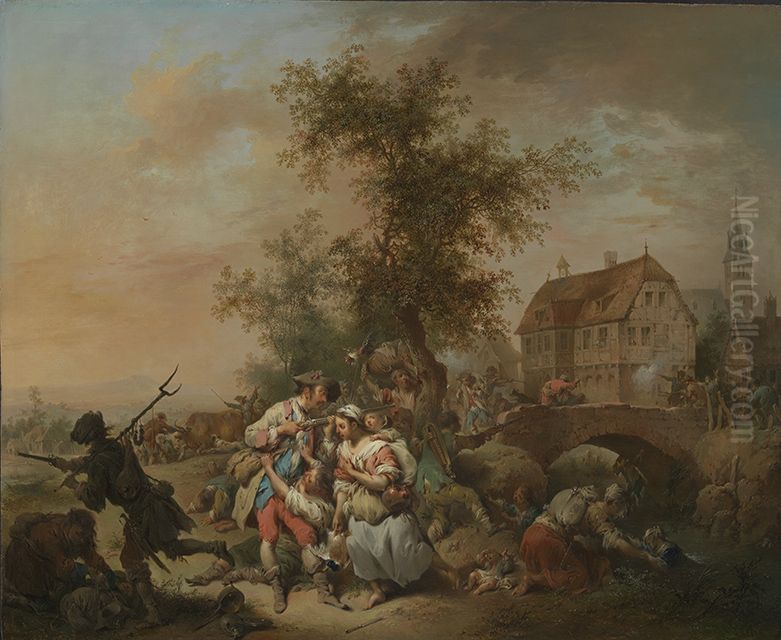 Kriegsgreuel Oil Painting by Johann Conrad Seekatz