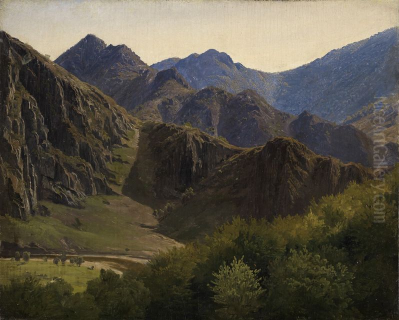 Bergketten bei Altenahr Oil Painting by Johann Wilhelm Schirmer