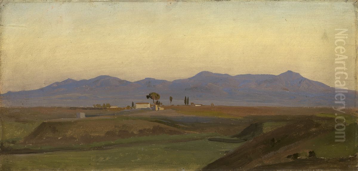 Blick aus der romischen Campagna auf die Sabinerberge Oil Painting by Johann Wilhelm Schirmer