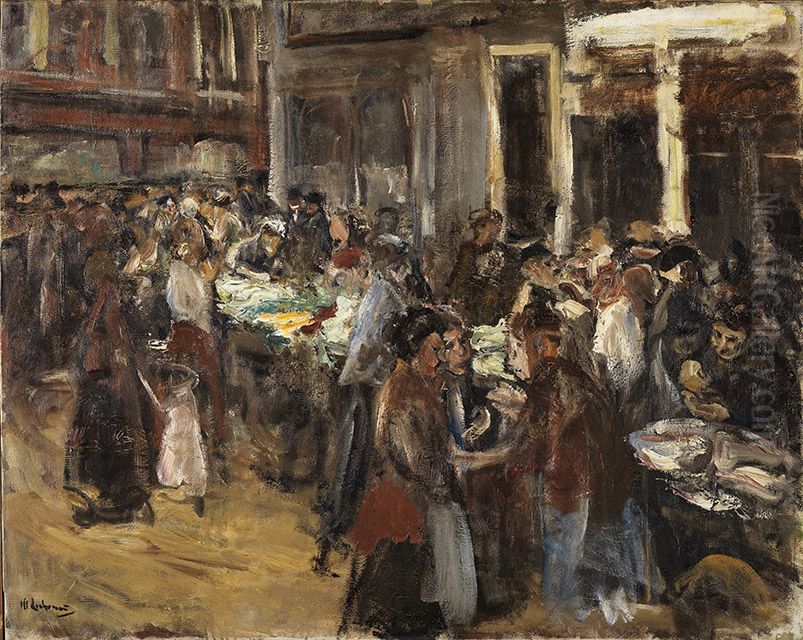 Gemusemarkt in Amsterdam Oil Painting by Max Liebermann