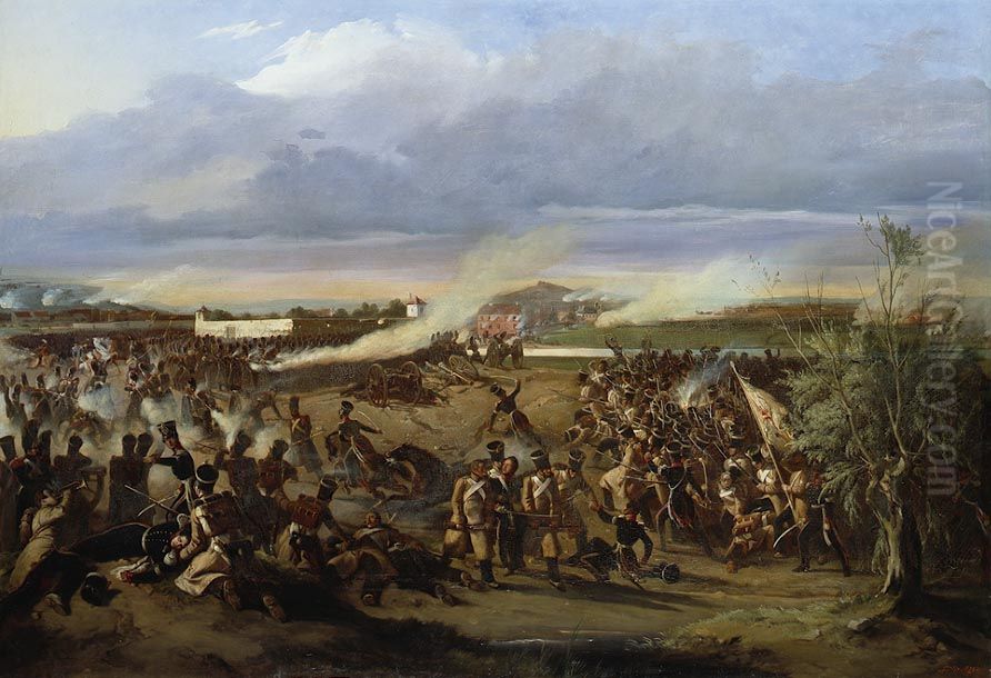 Die badische Leibgrenadiergarde ersturmt die Barriere von Pantin in der Schlacht vor Paris am 30. Marz 1814 Oil Painting by Feodor Dietz