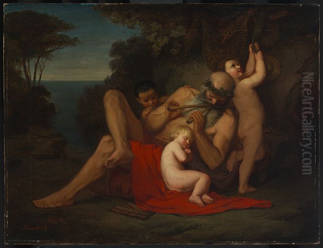 Silen mit schlafendem Bacchusknaben Oil Painting by Anselm Friedrich Feuerbach