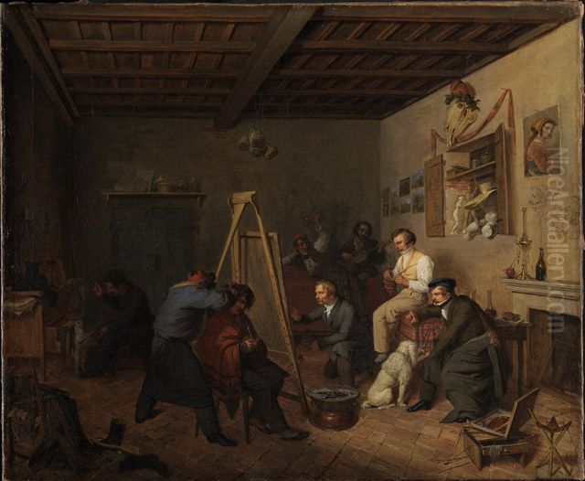 Des Kunstlers Studio in Rom Oil Painting by Friedrich Mosbrugger
