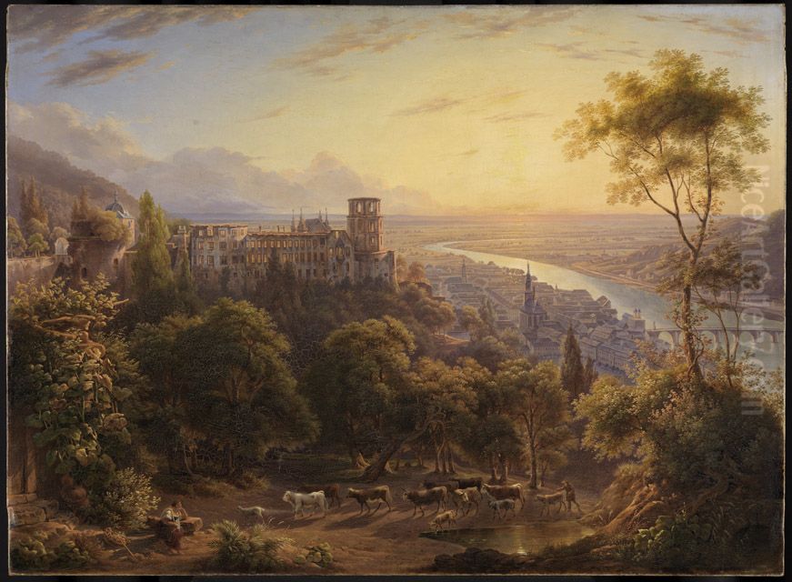 Heidelberg bei Sonnenuntergang Oil Painting by Karl Ludwig Frommel