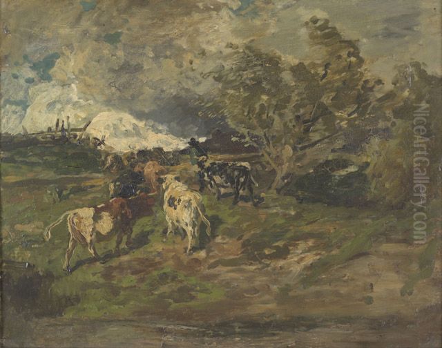 Ausziehende Herde Oil Painting by Hermann Baisch