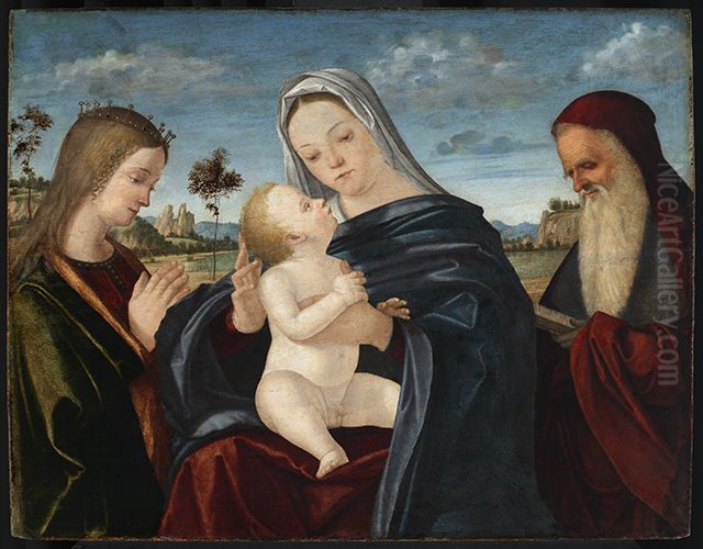 Maria mit dem Kind und den Heiligen Katharina und Hieronymus Oil Painting by Vittore Carpaccio