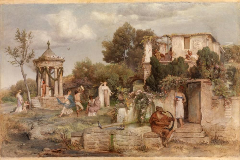 Roman wine tavern Oil Painting by Arnold Bocklin