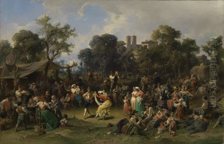 Italian folk festival Oil Painting by Ernst Schweinfurth