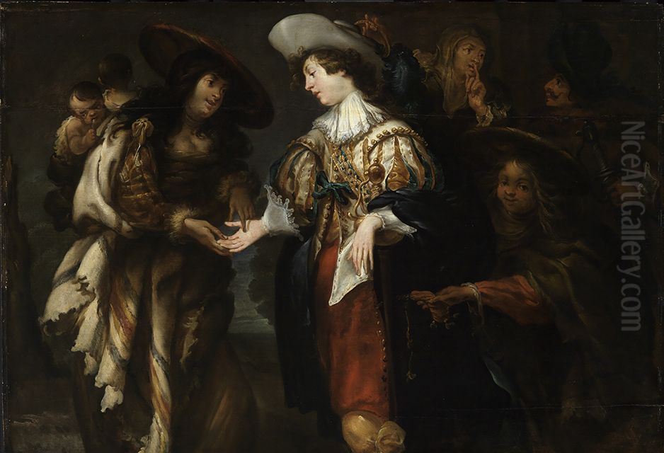 Die Wahrsagerin Oil Painting by Jan Cossiers