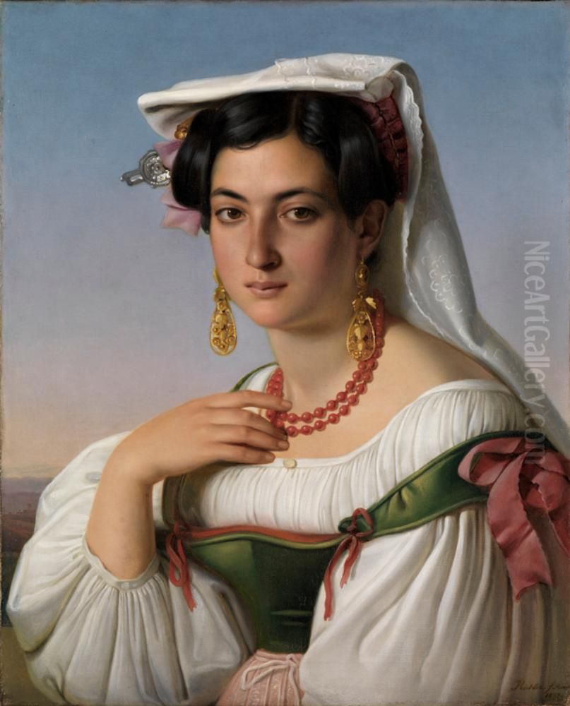 Bildnis der Vittoria Caldoni Oil Painting by Johann Heinrich Richter