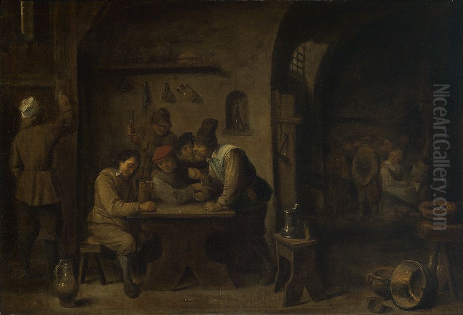 Drinkende mannen in een herberg Oil Painting by David Teniers the Younger