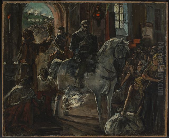 Tilly empfangt den Segen wahrend der Schlacht bei Wimpfen Oil Painting by Wilhelm Heinrich Trutbner