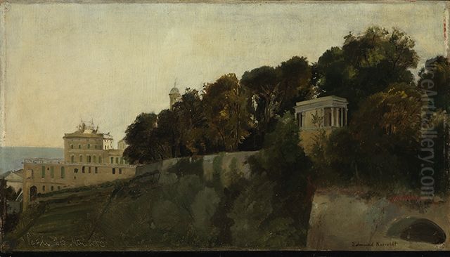Abendstimmung aus der Villa Palavicini in Pegli bei Genua Oil Painting by Edmund Friedrich Kanoldt