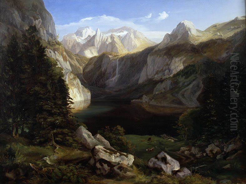 Der Hintersee bei Berchtesgaden Oil Painting by Daniel Fohr