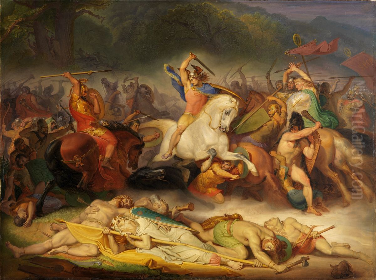 Battle of the Teutoburg Forest Oil Painting by Wilhelm Lindenschmit the Elder