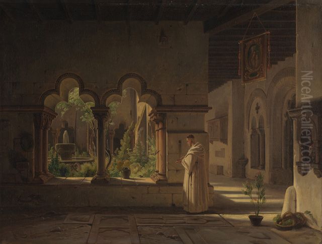 Kreuzgang in San Pablo zu Barcelona Oil Painting by Wilhelm Gail