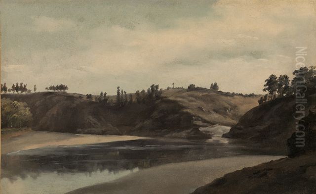 Flusslandschaft in der Bretagne Oil Painting by Pierre-Henri de Valenciennes