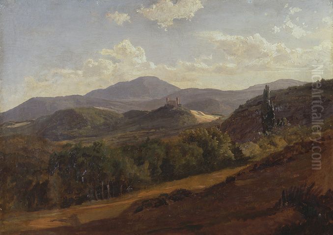 Partie aus den Vogesen mit der Burg Hohandlau Oil Painting by Johann Wilhelm Schirmer