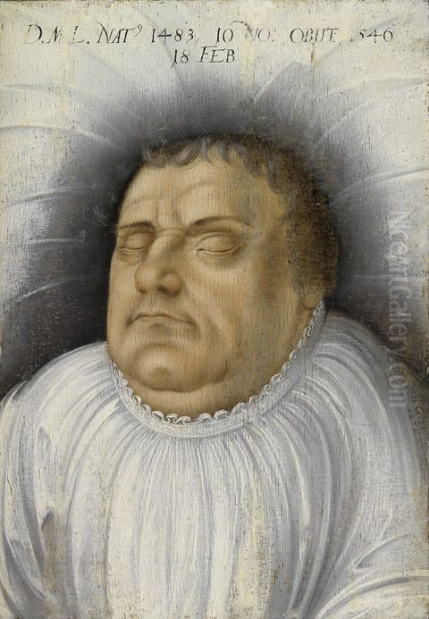 Martin Luther auf dem Totenbett Oil Painting by Lucas Cranach the Elder