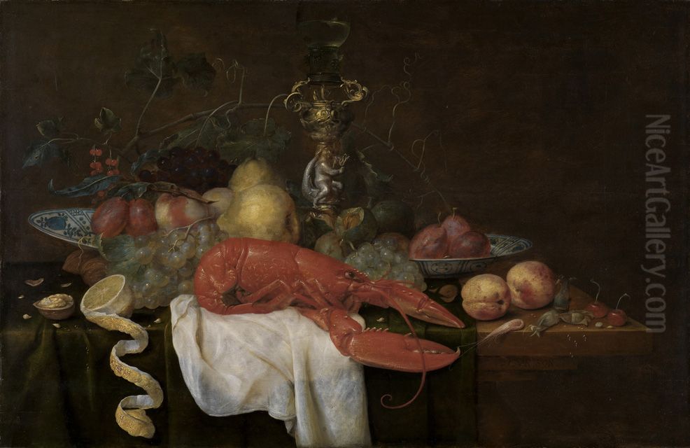 Fruchtstilleben mit Hummer Oil Painting by Joris Van Son