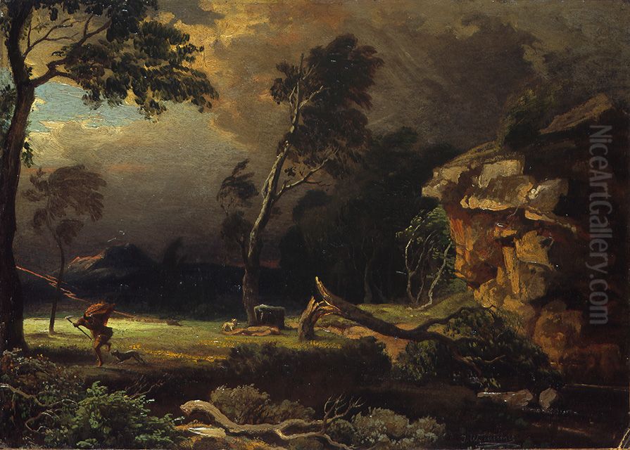 Kains Flucht Oil Painting by Johann Wilhelm Schirmer