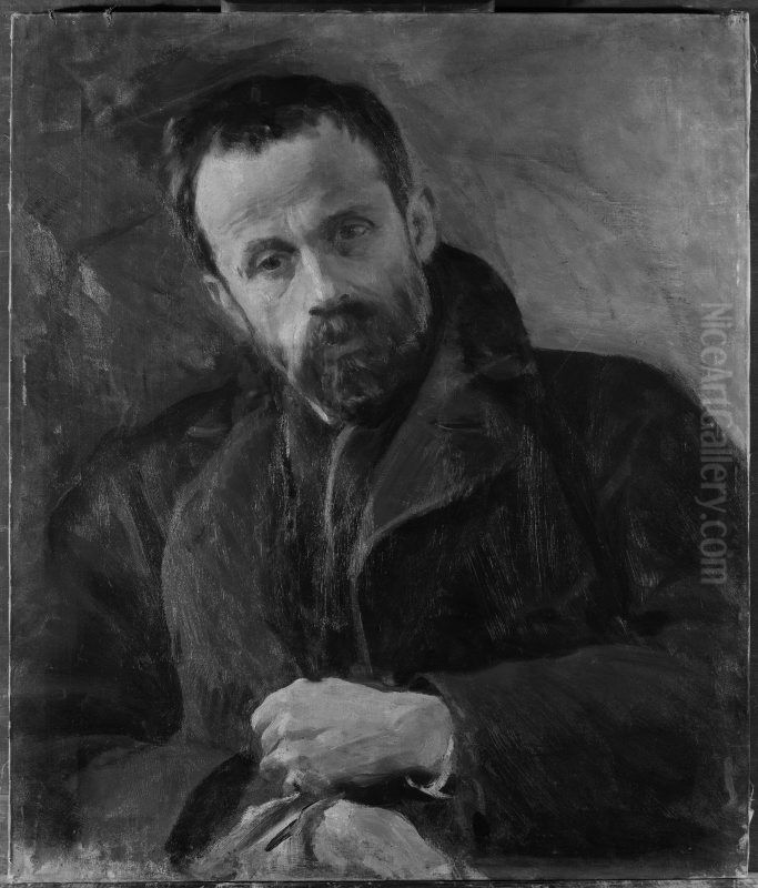 Portrait of Antoni Kurzawa, sculptor Oil Painting by Leon Wyczolkowski