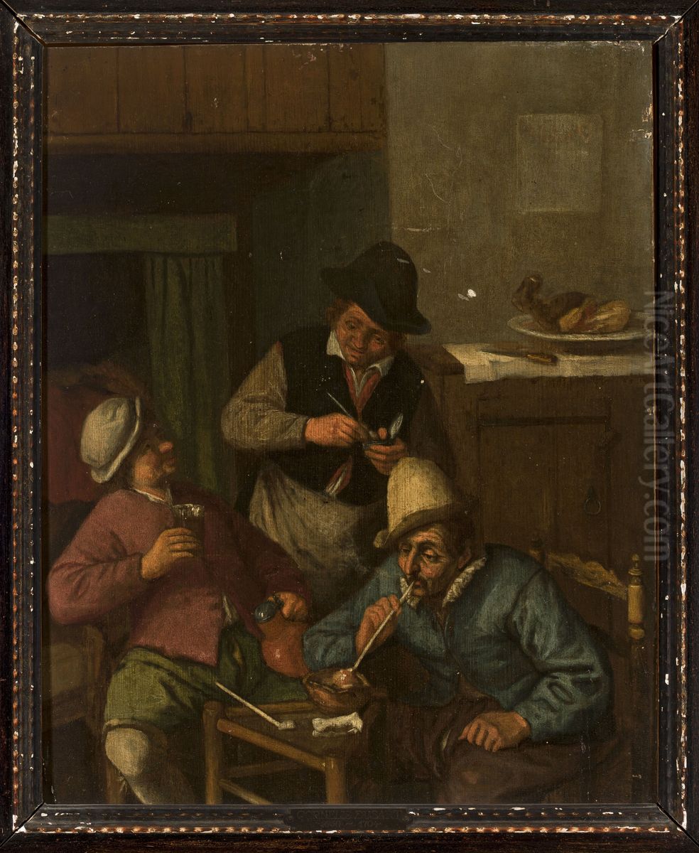 Smokers Oil Painting by Adriaen van Ostade