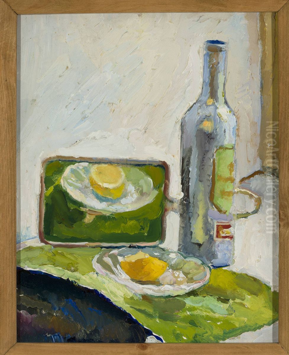 Still life with a bottle Oil Painting by Zygmunt Waliszewski