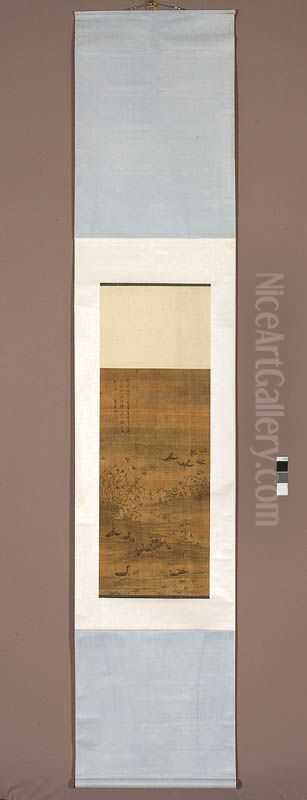 Dzikie gesi na wodach San Xiang Oil Painting by Bian Jingzhao