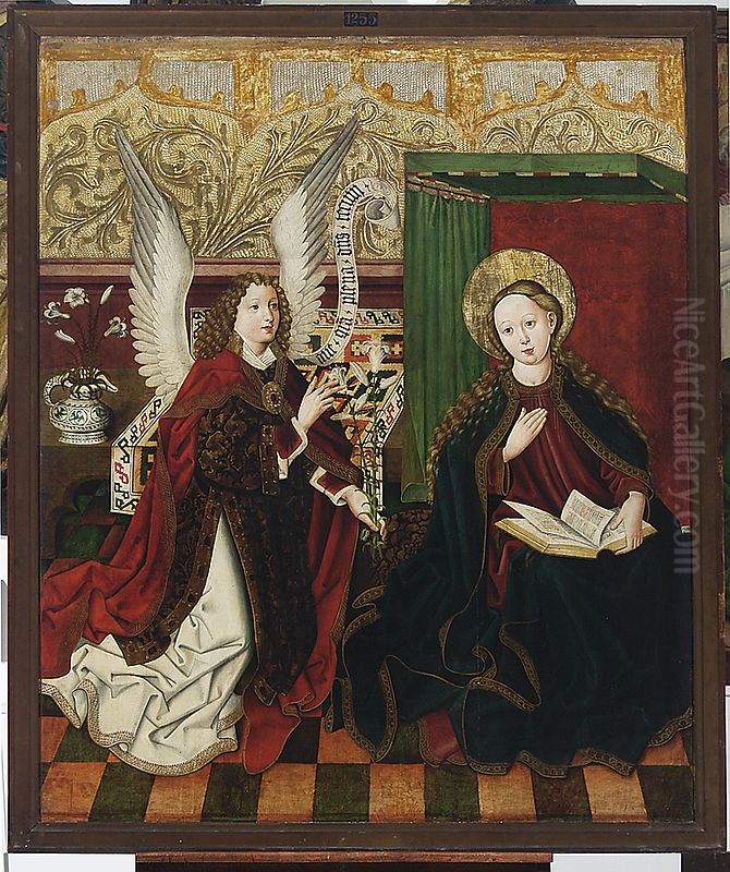 Annunciation; reverse: St Lawrence, St Vincent the Levite. St John the Baptist Oil Painting by Mikolaj Obilman