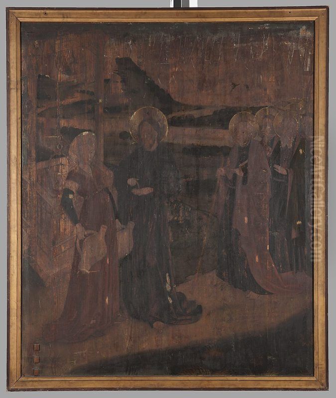St Barbara, St Catherine, St Dorothy; reverse: Christ and the Samaritan Oil Painting by Mikolaj Obilman