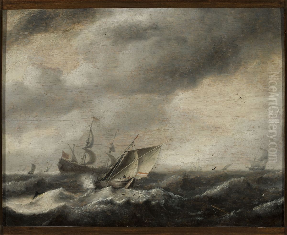 Ships on the sea Oil Painting by Hendrick Van Anthonissen