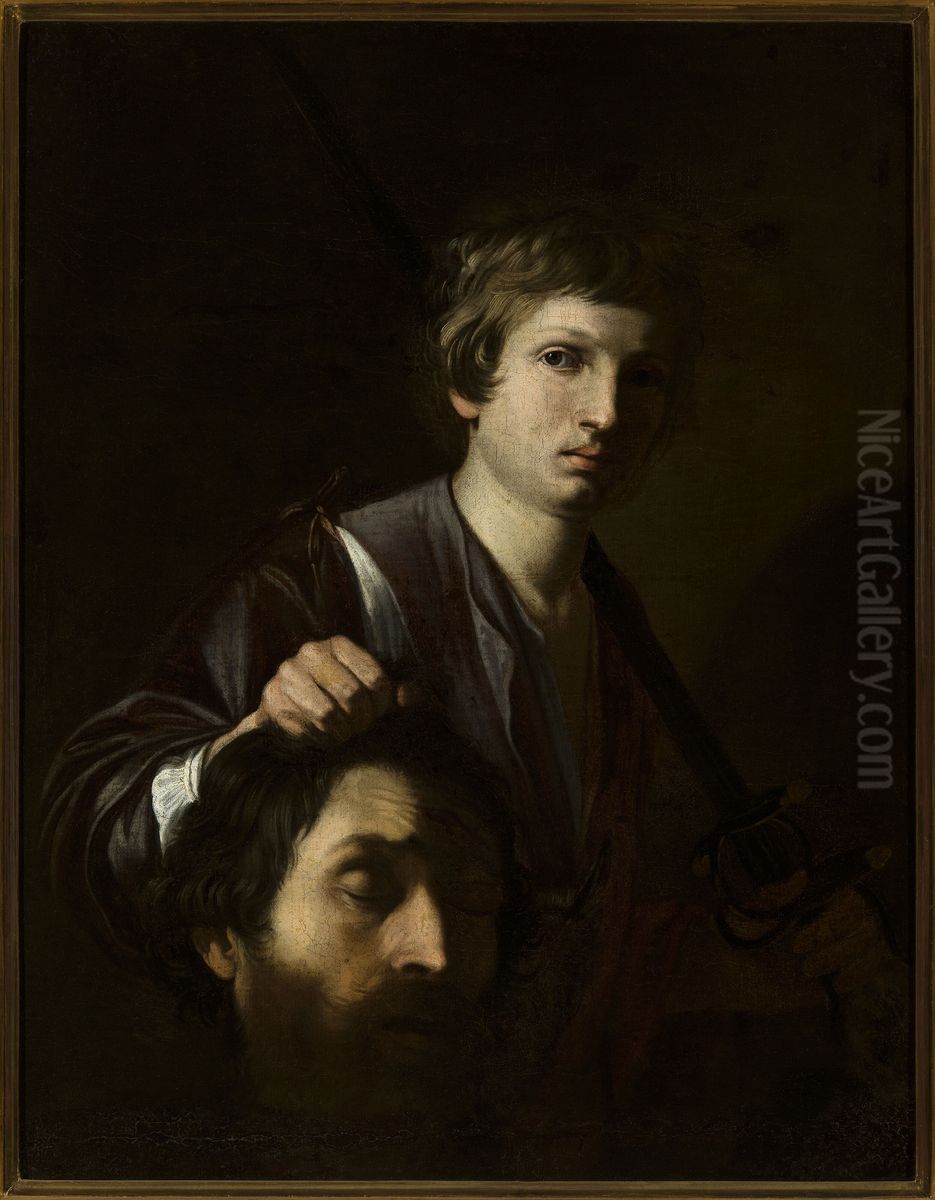 David with Goliath's head Oil Painting by Nicolas Tournier