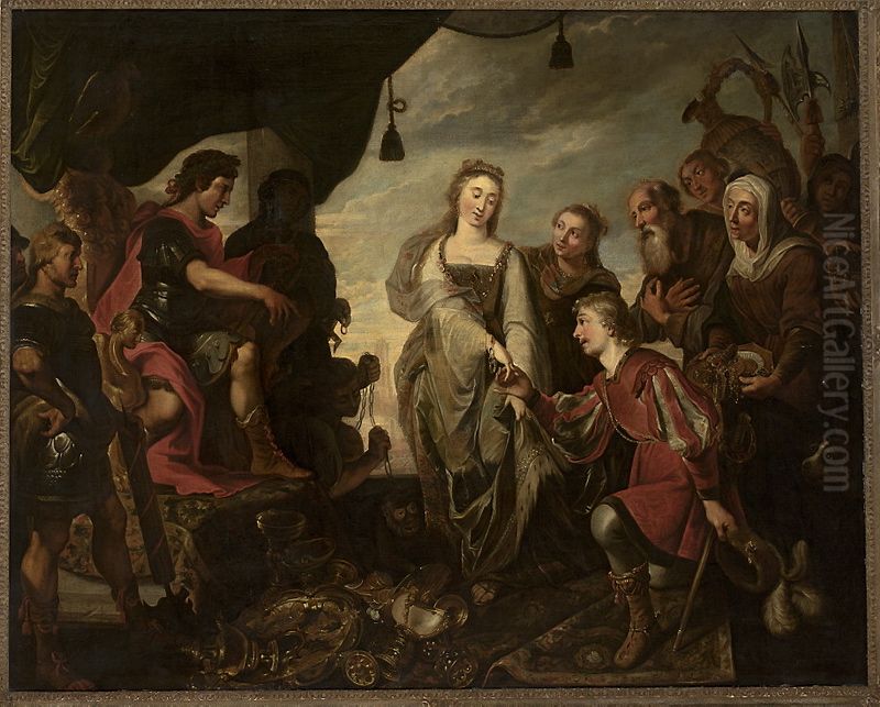 Magnanimity of Scipio (Titus Livius XXVI; 50) Oil Painting by Jan van den Hoecke