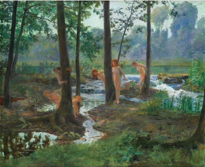 Baigneuses [ ; Bathers ; Oil On Canvas Signed Lower Right] Oil Painting by Gaston Bussiere