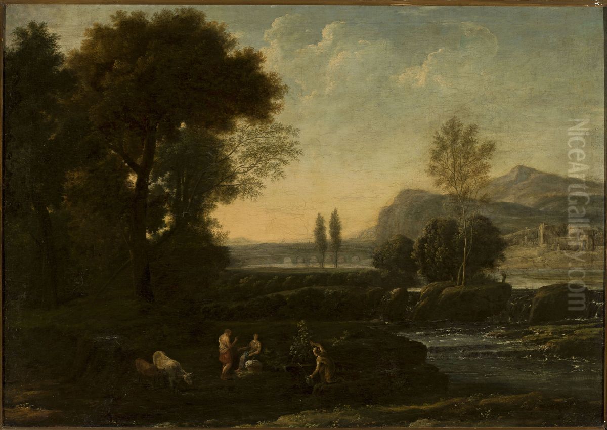 Landscape with shepherds Oil Painting by Claude Lorrain (Claude Gellee)