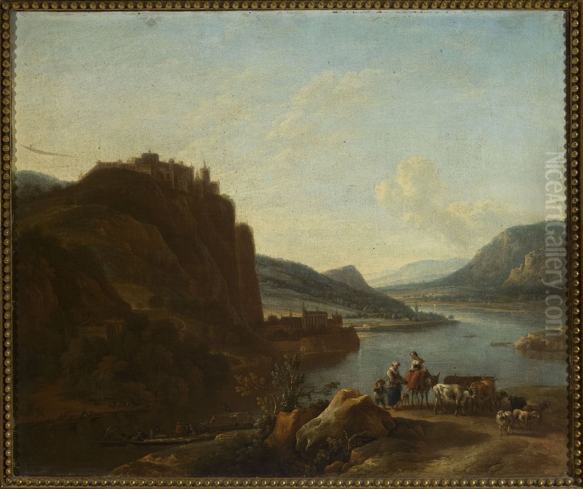 Waterside landscape Oil Painting by Jan Vermeer van Haarlem