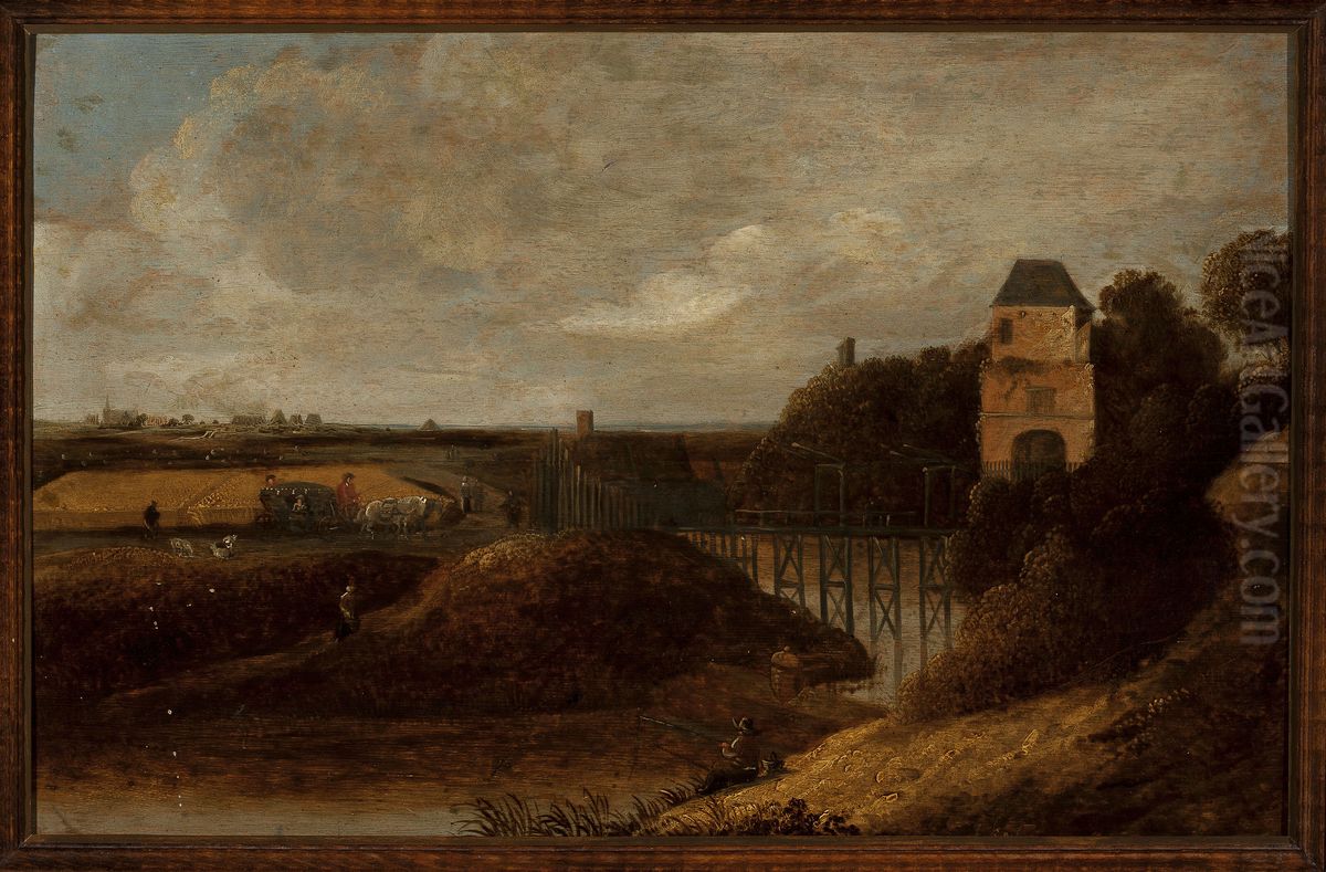 Landscape with a castle Oil Painting by Jacob Knijff