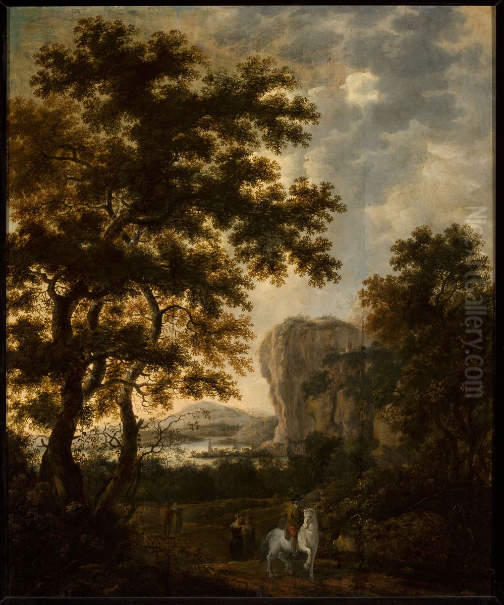 Rocky landscape with a horseman Oil Painting by Jan Both