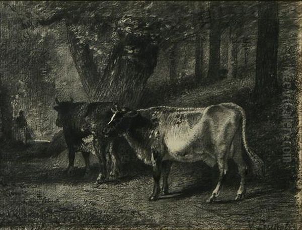 Mucche Oil Painting by Vittorio Bussolino