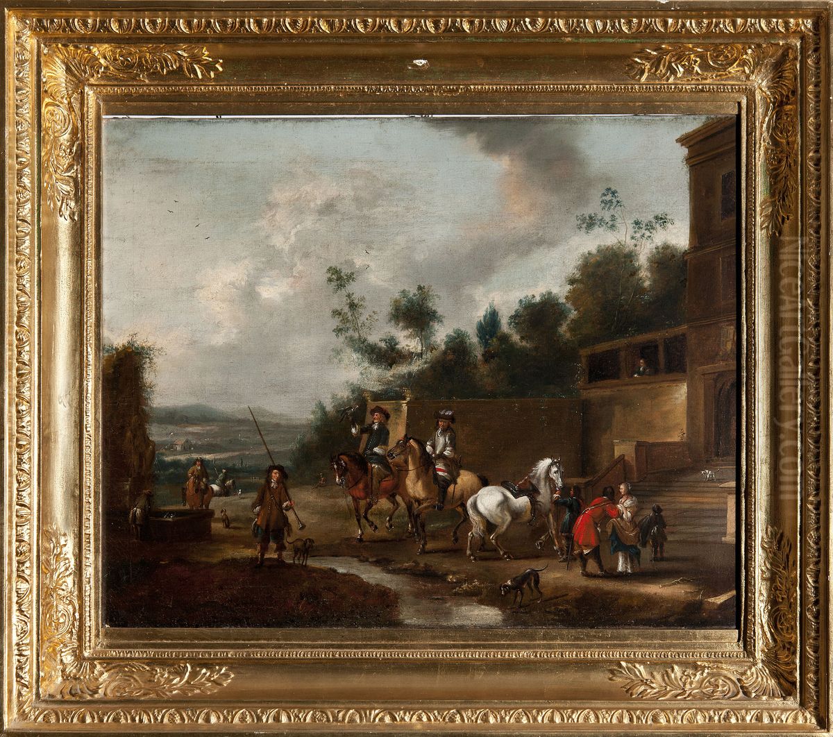 Departure for hunting Oil Painting by Pieter Wouwerman