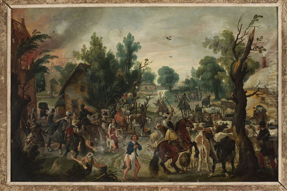 Assault on a town Oil Painting by Sebastiaen Vrancx