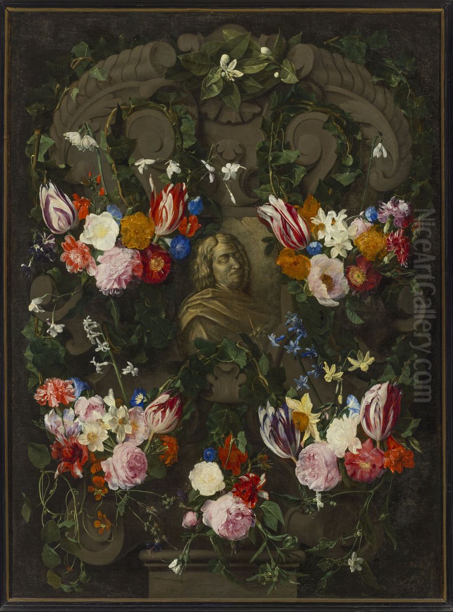 Portrait of Nicolas Poussin Oil Painting by Daniel Seghers