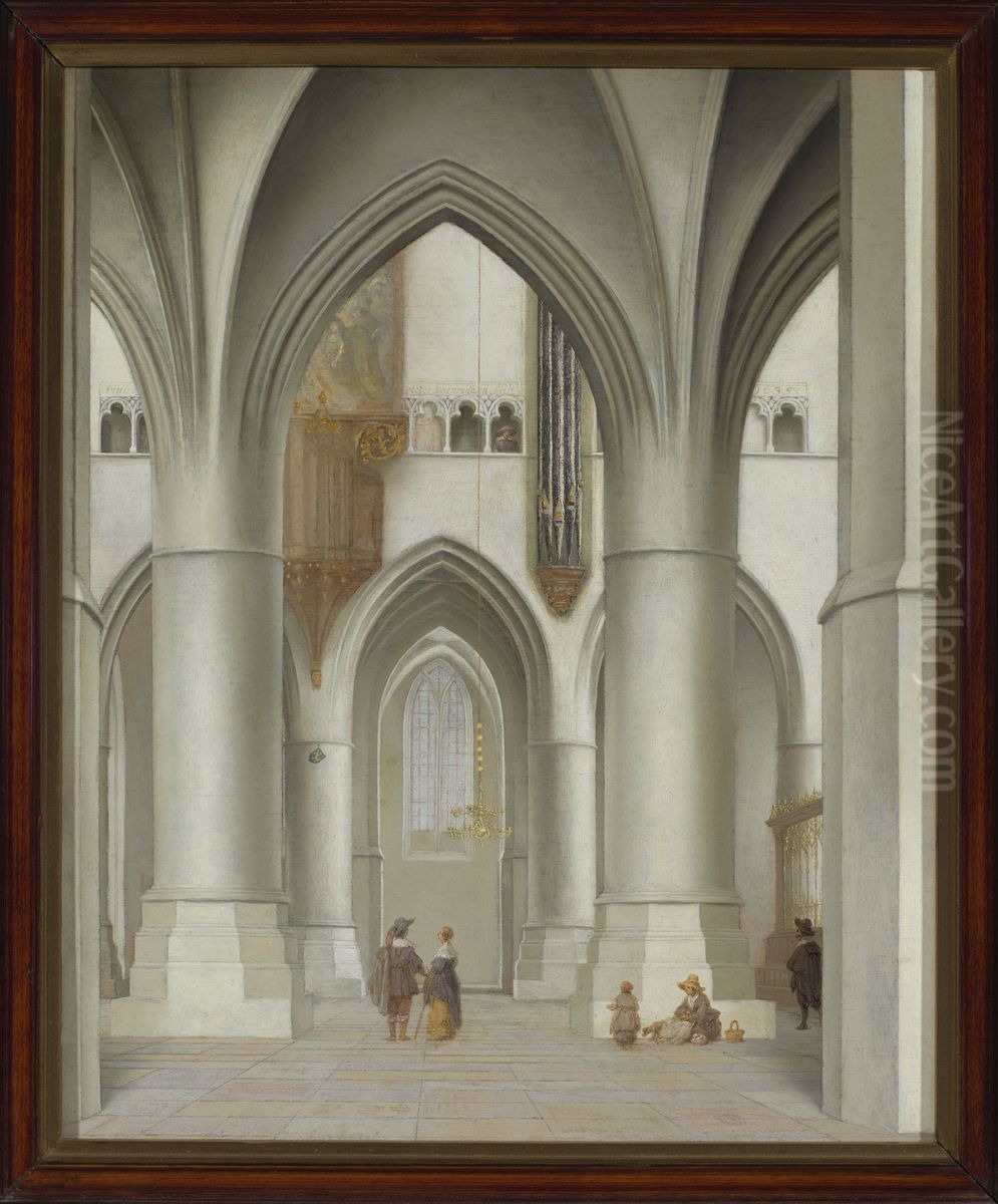 View of the interior of the St. Bavo Church in Haarlem Oil Painting by Pieter Jansz Saenredam