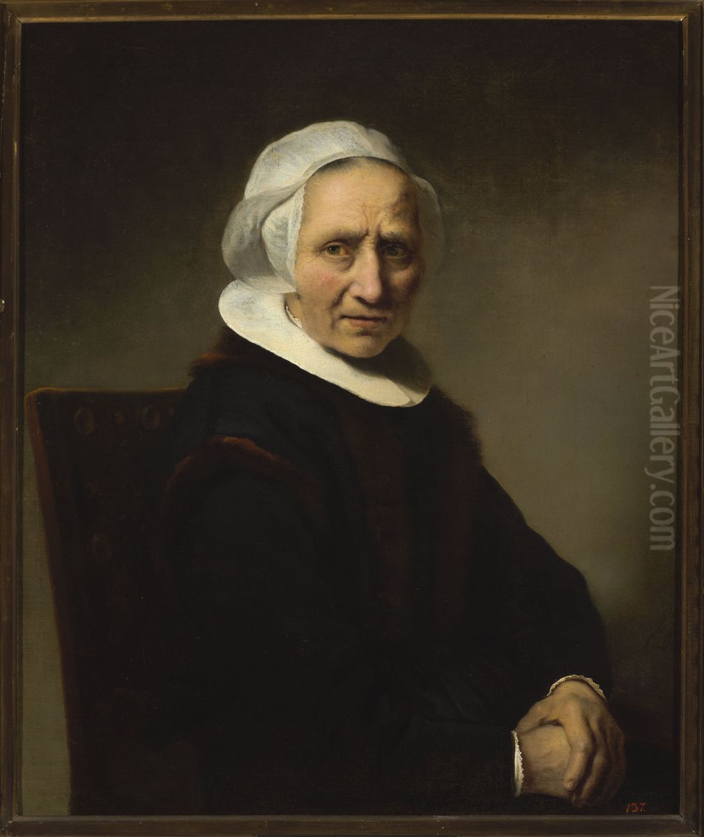 Portrait of an old woman in a white cap Oil Painting by Ferdinand Bol
