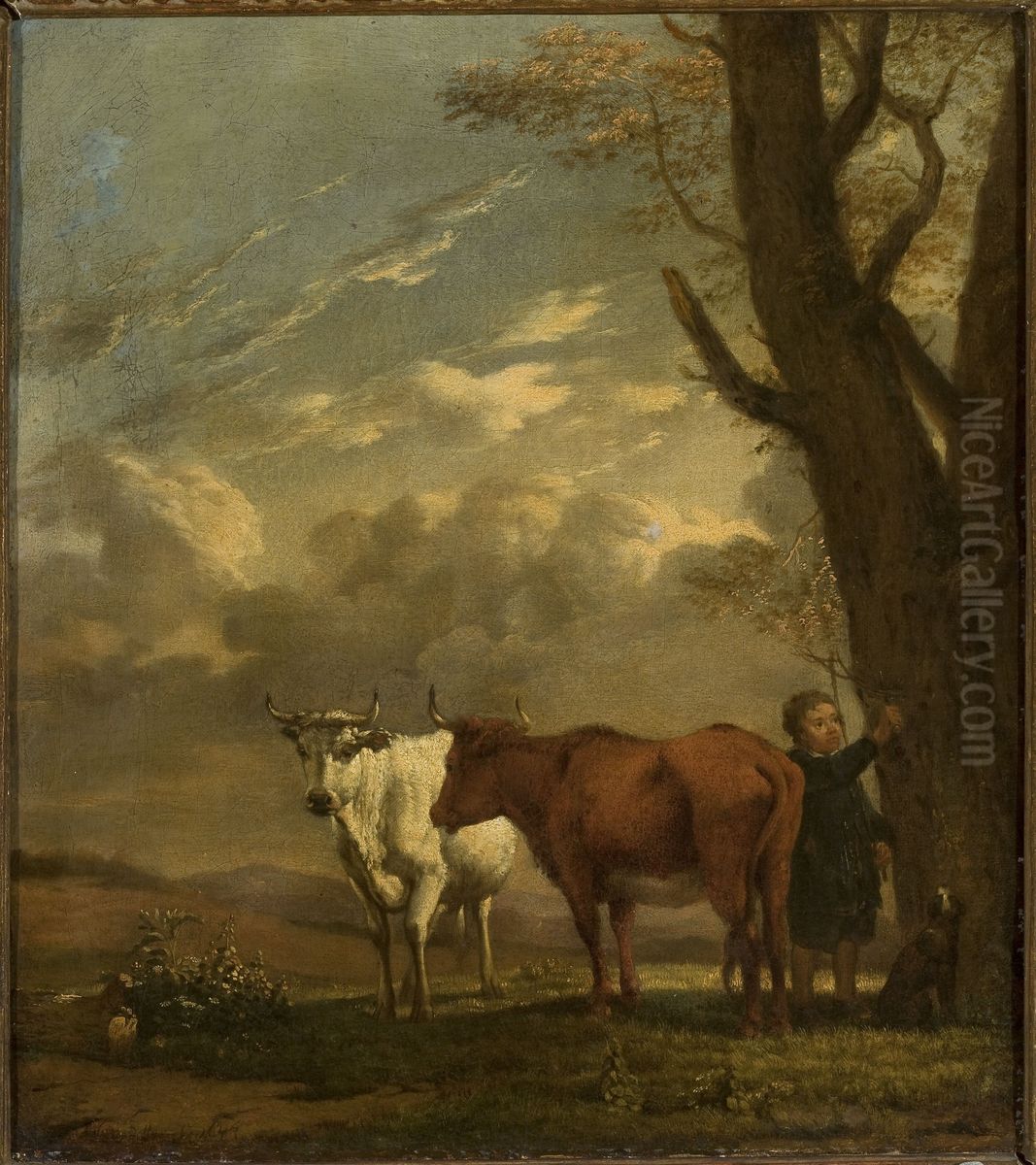 Cowherd Oil Painting by Karel Dujardin