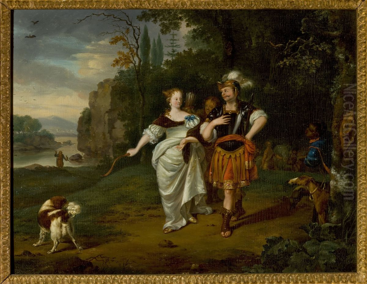 Dido and Aeneas hunting Oil Painting by Ary de Vois